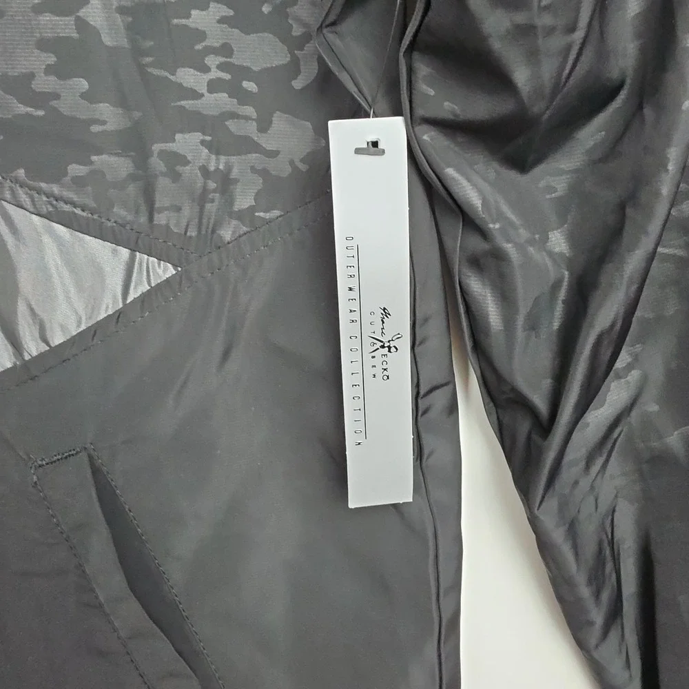 NWT Marc Ecko Cut &‎ Sew Full-Zip Jacket Men's S Black/Gray Shiny Hooded